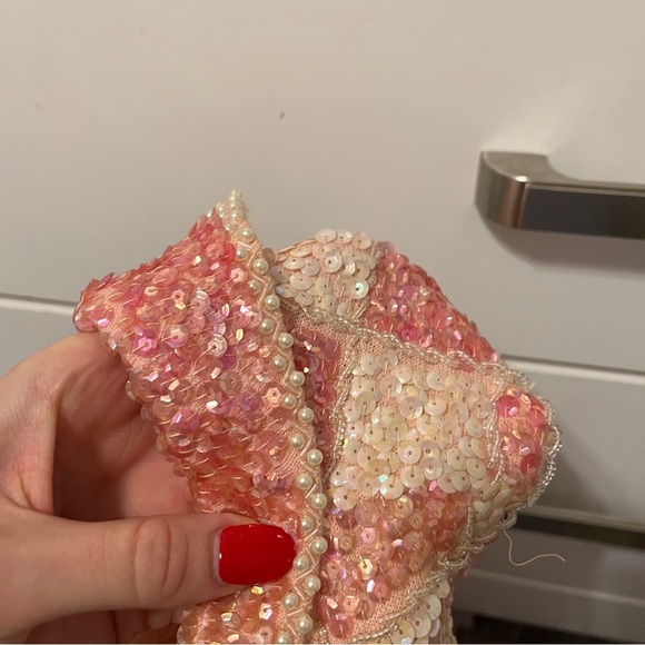 Y2K Pink Checkered Gem Blouse 100% Wool - Picture 4 of 7